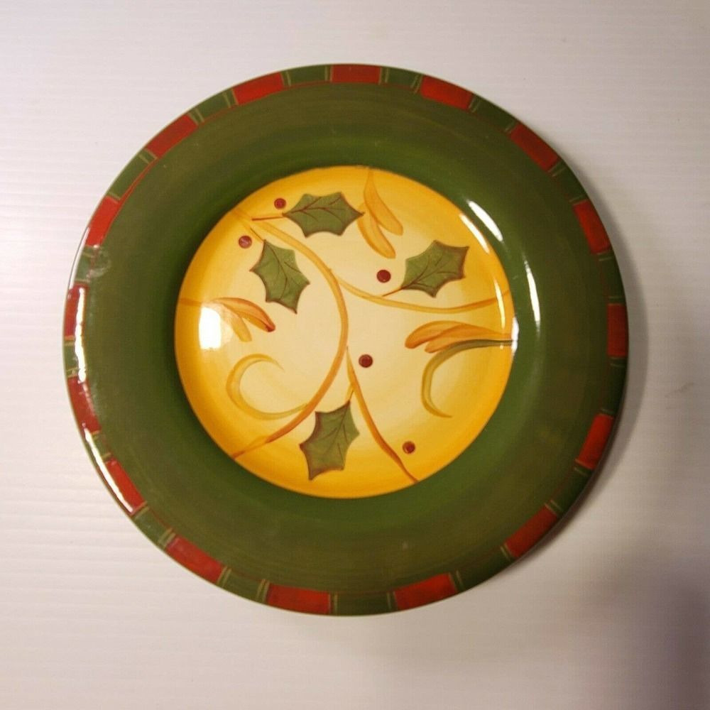 Demdaco Crimson Berries Salad Dessert Plate GREEN
